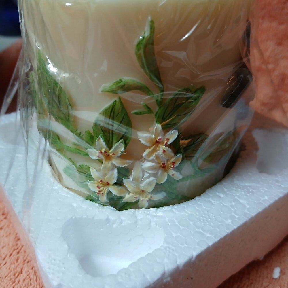 AVON - ORANGE BLOSSOM PILLAR CANDLE - FOUND GRANDMAS TREASURES